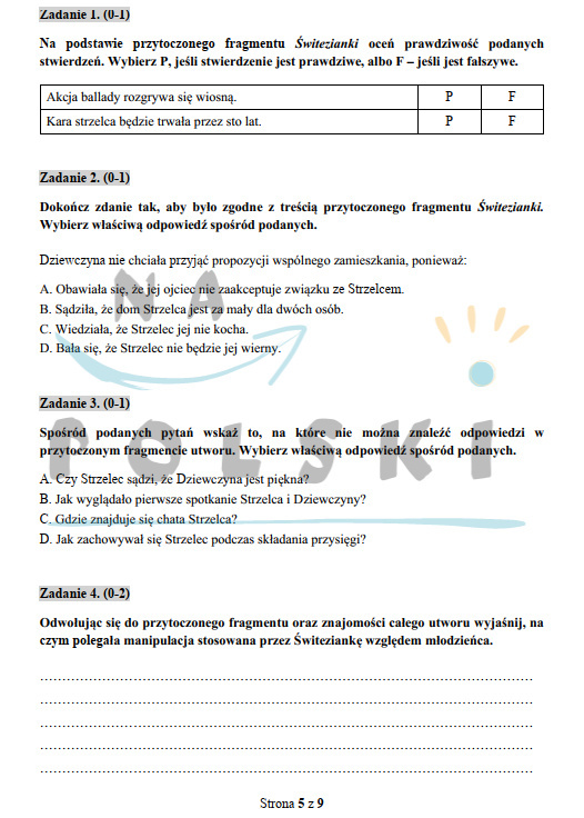 Sprawdzian Po 2 Klasie Gimnazjum Próbny Arkusz